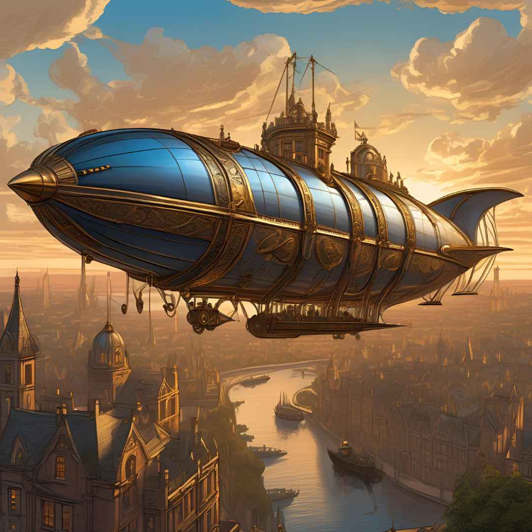 blue dirigible